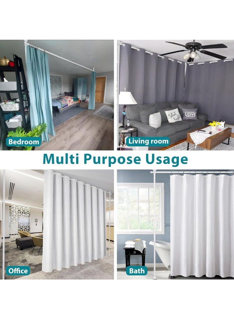 WALALLA 2 Pack Adjustable Freestanding Room Divider, Drilling Free Tension Curtain Rods, Floor to Ceiling Wall Divider Rod, Heavy Duty Partition Dividers with 2.7*2m Hanging Curtains - Image 5